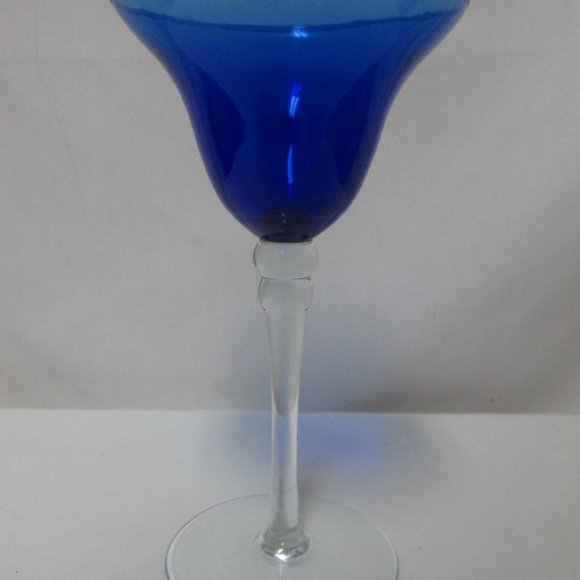 Cobalt Blue bell shaped tall wine spirits glass 8 inches Hand Made NEW - Picture 2 of 13
